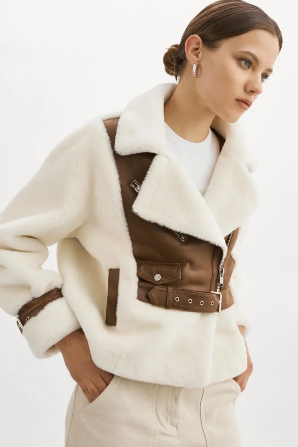 LAMARQUE Coats&Jackets | ELODY | Faux Fur Jacket Ivory Brown