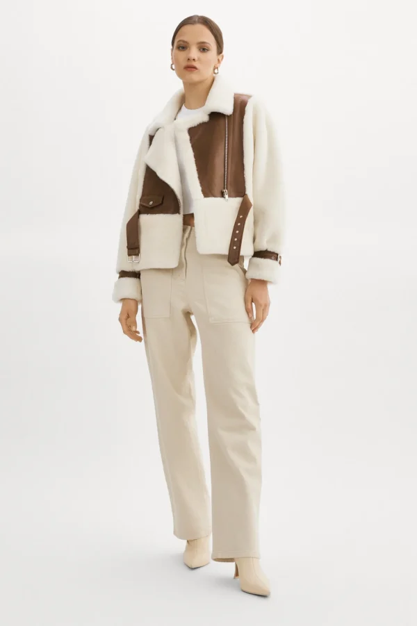 LAMARQUE Coats&Jackets | ELODY | Faux Fur Jacket Ivory Brown