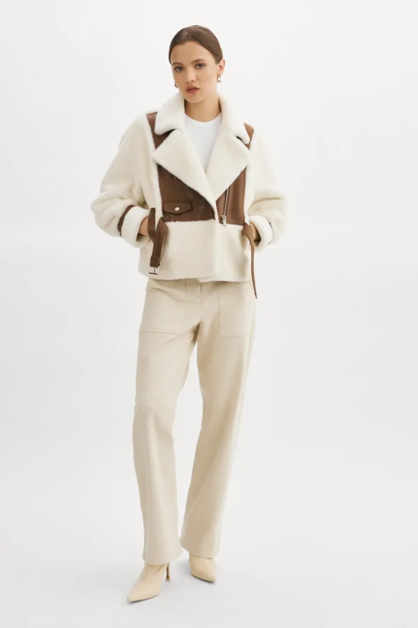 LAMARQUE Coats&Jackets | ELODY | Faux Fur Jacket Ivory Brown