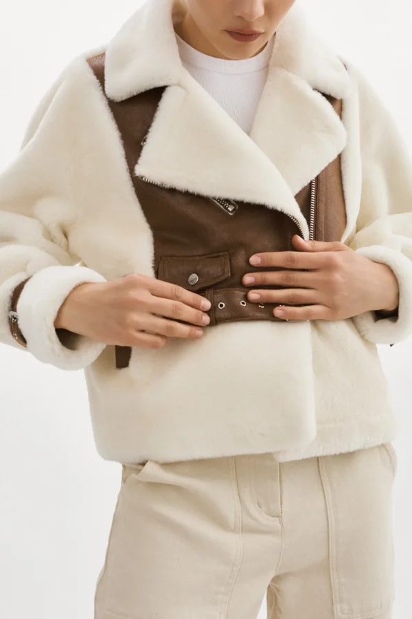 LAMARQUE Coats&Jackets | ELODY | Faux Fur Jacket Ivory Brown