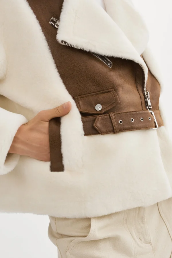 LAMARQUE Coats&Jackets | ELODY | Faux Fur Jacket Ivory Brown