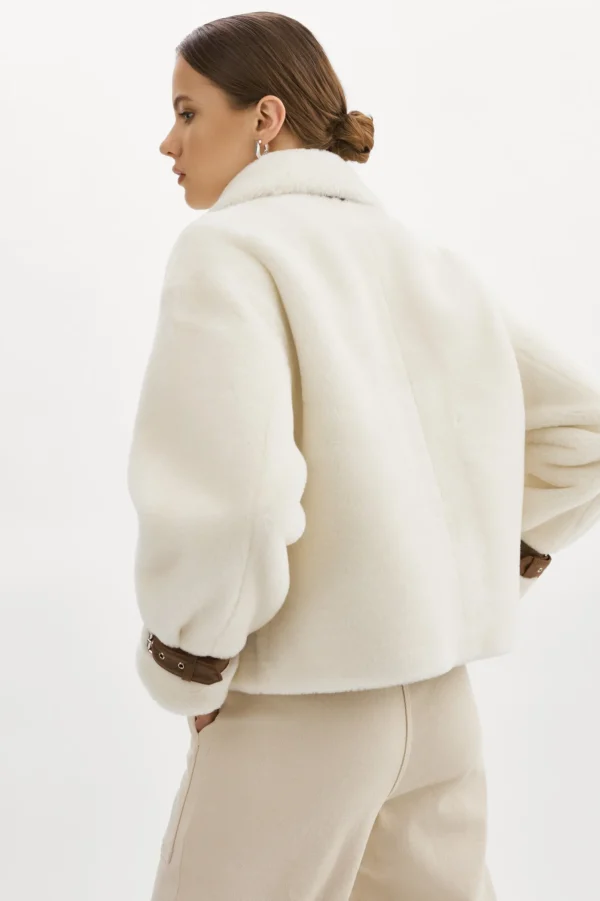 LAMARQUE Coats&Jackets | ELODY | Faux Fur Jacket Ivory Brown