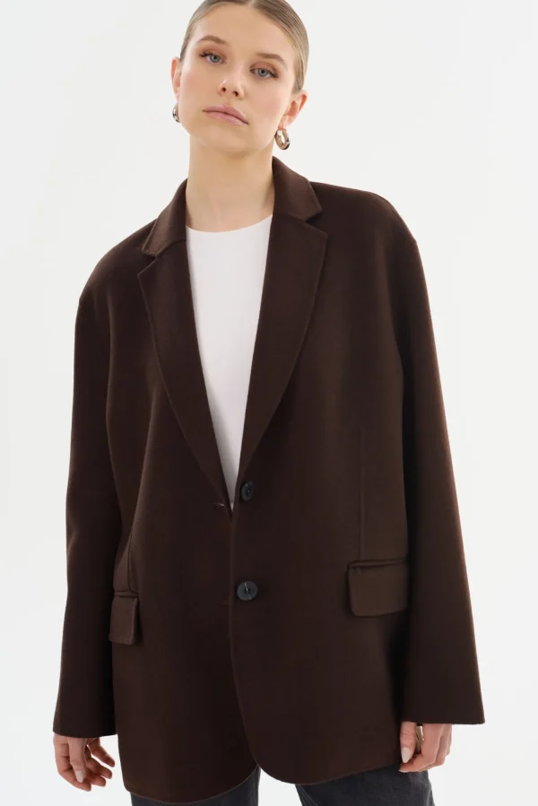 LAMARQUE Coats&Jackets | ENNIS | Oversized Wool Blazer Dark Brown