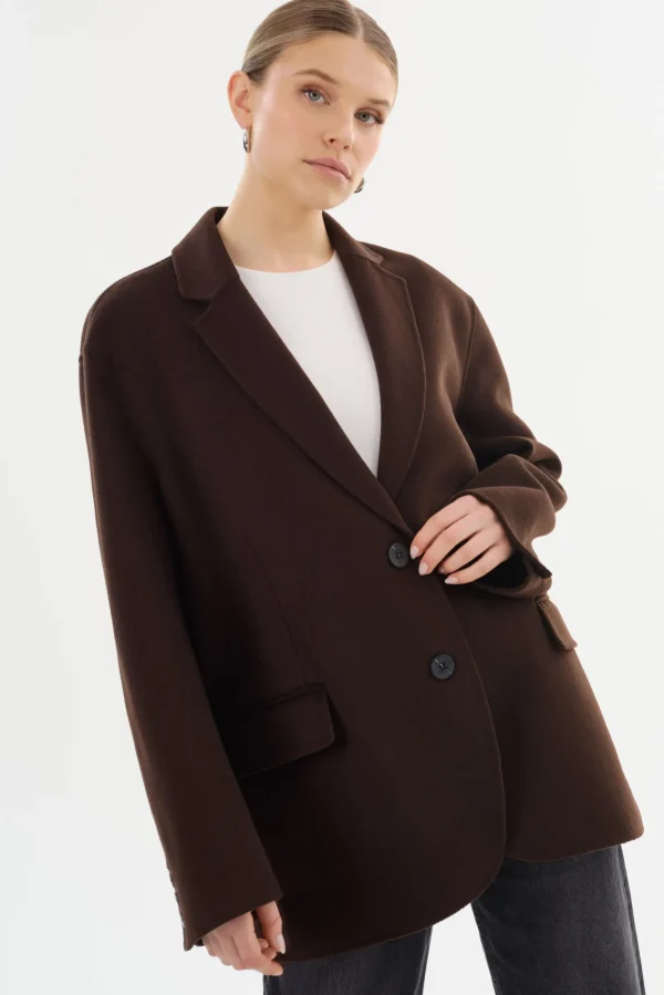 LAMARQUE Coats&Jackets | ENNIS | Oversized Wool Blazer Dark Brown