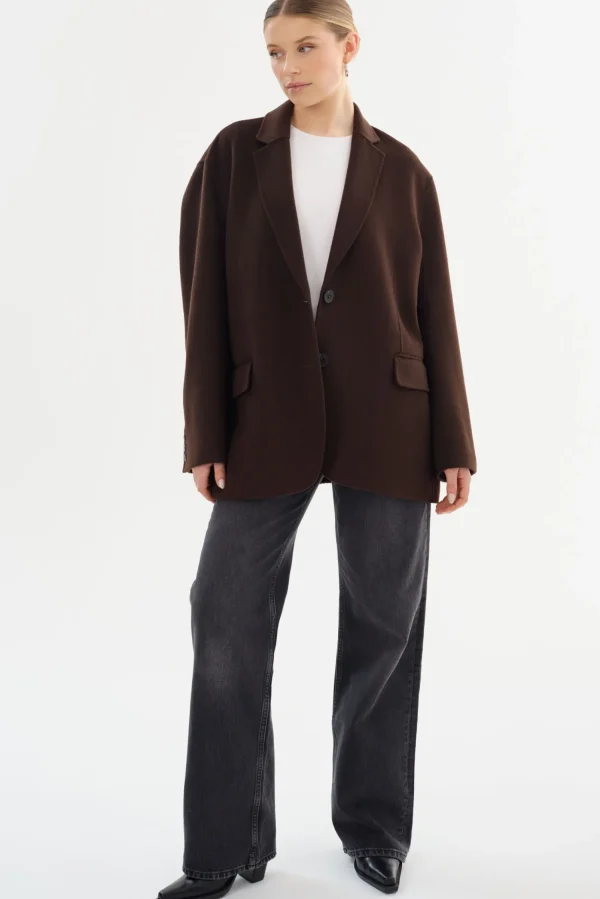 LAMARQUE Coats&Jackets | ENNIS | Oversized Wool Blazer Dark Brown