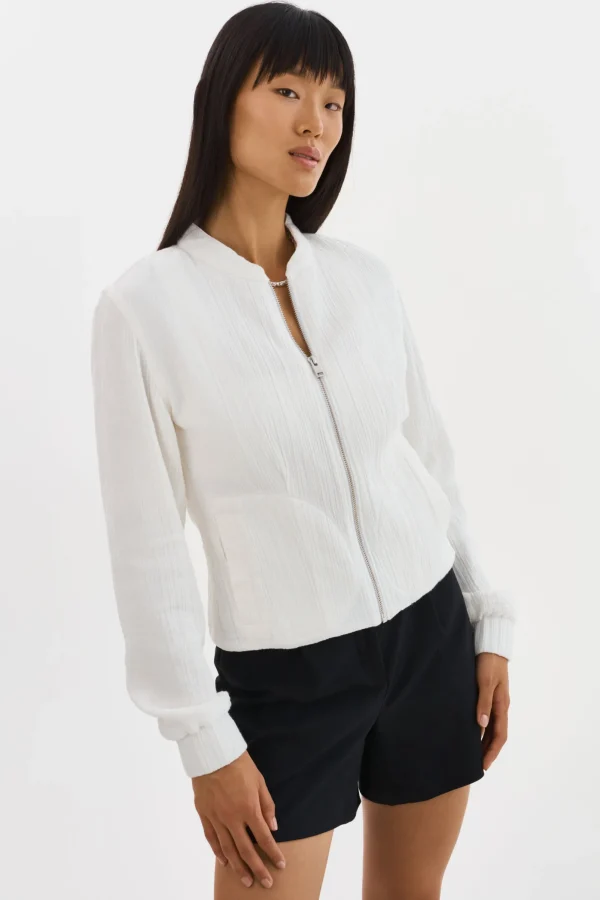 LAMARQUE Coats&Jackets | ENRICA | Cotton Bomber Jacket Off White