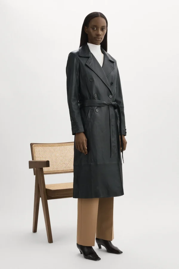 LAMARQUE Coats&Jackets | Leather Jackets | ERMA | Leather Trench Coat Black