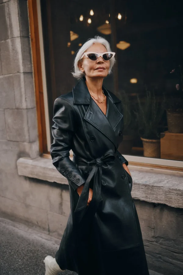 LAMARQUE Coats&Jackets | Leather Jackets | ERMA | Leather Trench Coat Black
