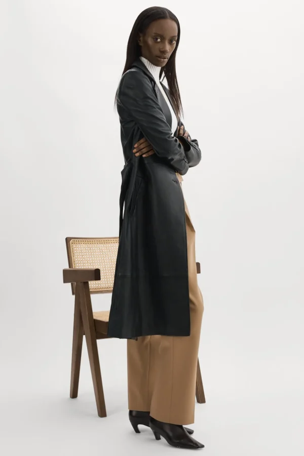 LAMARQUE Coats&Jackets | Leather Jackets | ERMA | Leather Trench Coat Black
