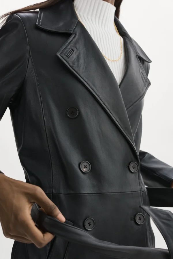 LAMARQUE Coats&Jackets | Leather Jackets | ERMA | Leather Trench Coat Black