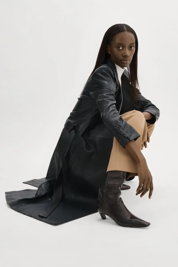 LAMARQUE Coats&Jackets | Leather Jackets | ERMA | Leather Trench Coat Black