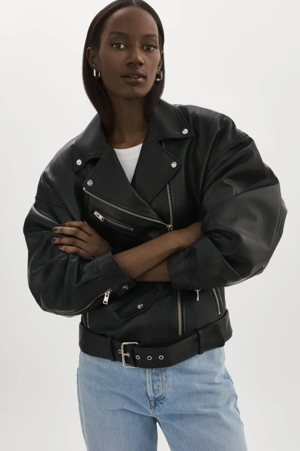 LAMARQUE Leather Jackets | ESTIA | Leather Biker Jacket Black