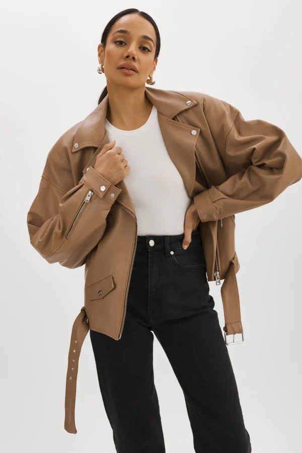 LAMARQUE Leather Jackets | ESTIA | Leather Biker Jacket MOCHA