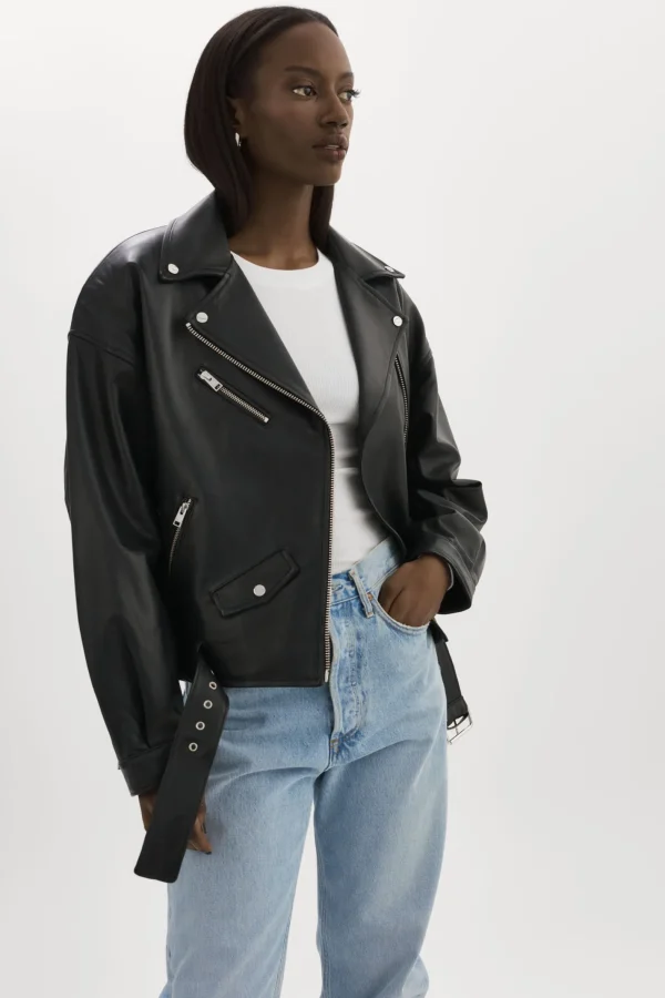 LAMARQUE Leather Jackets | ESTIA | Leather Biker Jacket Black