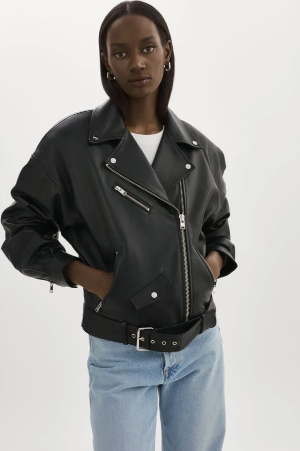LAMARQUE Leather Jackets | ESTIA | Leather Biker Jacket Black