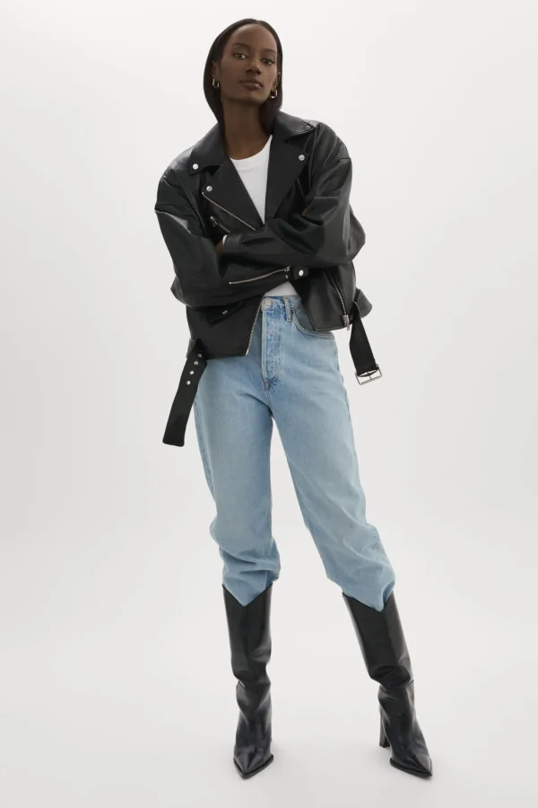 LAMARQUE Leather Jackets | ESTIA | Leather Biker Jacket Black