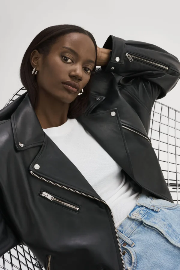 LAMARQUE Leather Jackets | ESTIA | Leather Biker Jacket Black
