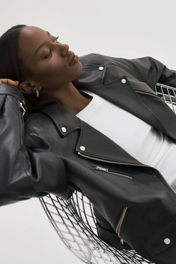LAMARQUE Leather Jackets | ESTIA | Leather Biker Jacket Black