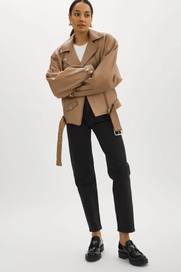 LAMARQUE Leather Jackets | ESTIA | Leather Biker Jacket MOCHA