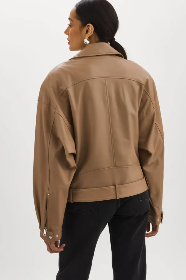 LAMARQUE Leather Jackets | ESTIA | Leather Biker Jacket MOCHA