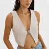 LAMARQUE Tops | ESTRELLA | Leather Vest Top Bone