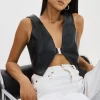 LAMARQUE Tops | ESTRELLA | Leather Vest Top Black