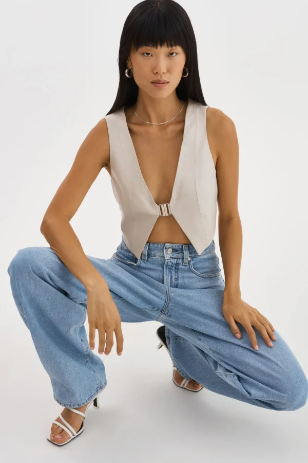 LAMARQUE Tops | ESTRELLA | Leather Vest Top Bone