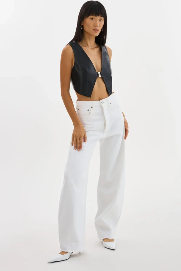 LAMARQUE Tops | ESTRELLA | Leather Vest Top Black