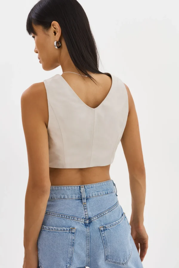 LAMARQUE Tops | ESTRELLA | Leather Vest Top Bone