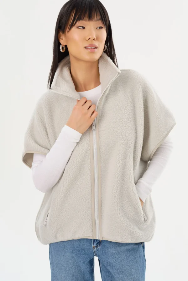 LAMARQUE Tops | EUDORA | Polar Fleece Vest Light Grey