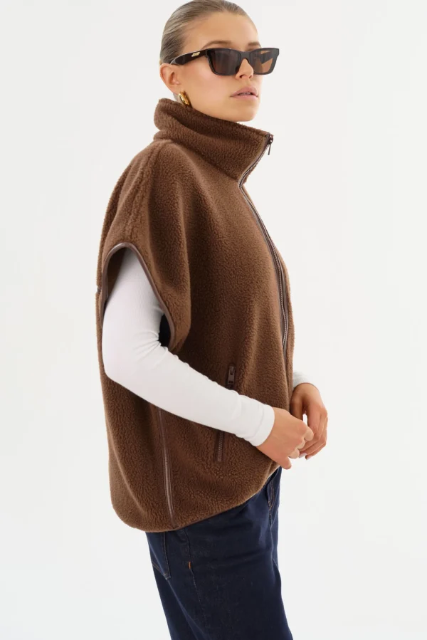 LAMARQUE Tops | EUDORA | Polar Fleece Vest Chestnut