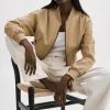 LAMARQUE Leather Jackets | EVELIN | Faux Leather Cropped Bomber Wheat