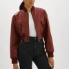 LAMARQUE Leather Jackets | EVELIN | Faux Leather Cropped Bomber Syrah