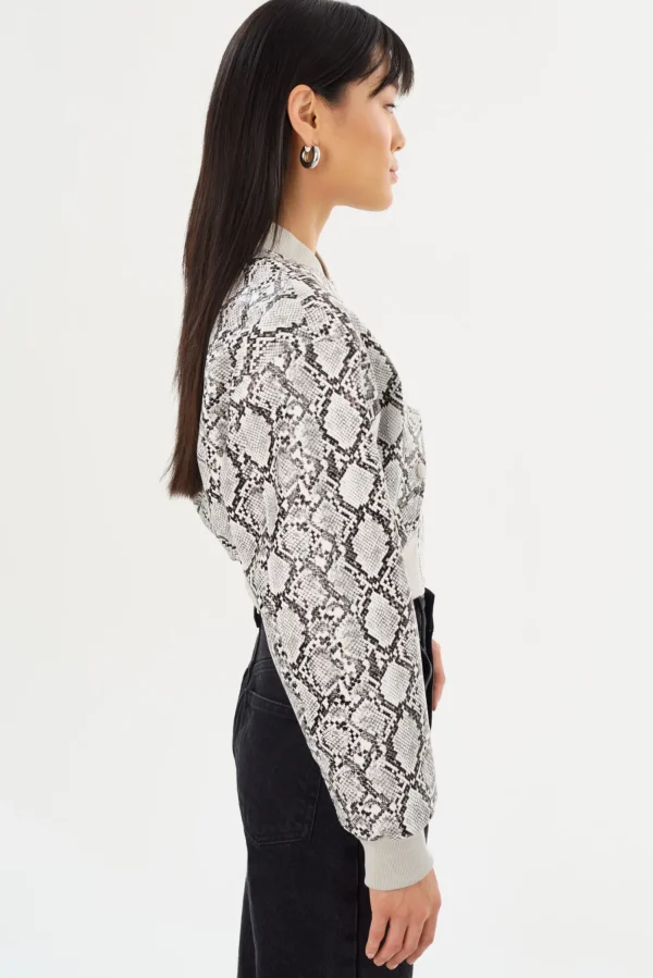 LAMARQUE Leather Jackets | EVELIN | Faux Leather Cropped Bomber Python Print
