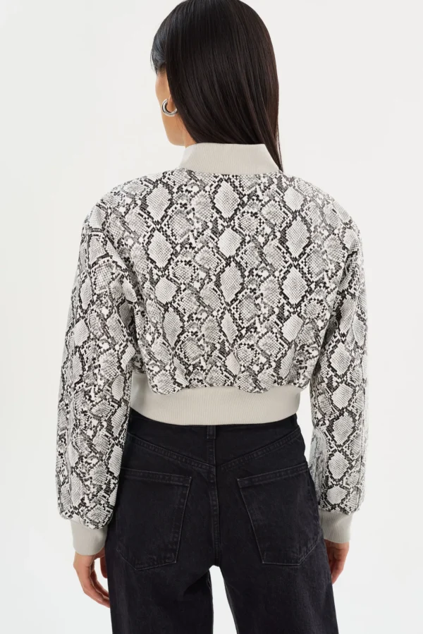 LAMARQUE Leather Jackets | EVELIN | Faux Leather Cropped Bomber Python Print