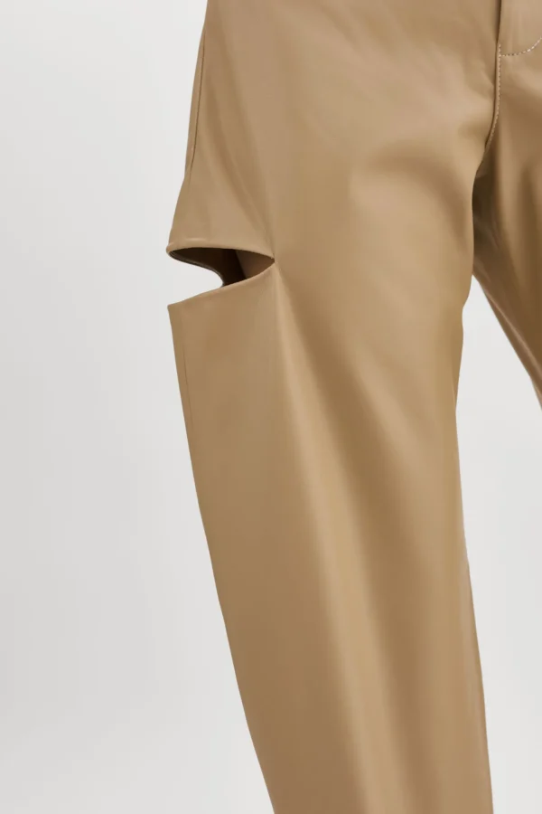 LAMARQUE Pants&Shorts | FALEEN | Faux Leather Loose Pants Wheat