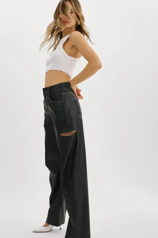 LAMARQUE Pants&Shorts | FALEEN | Faux Leather Loose Pants Black