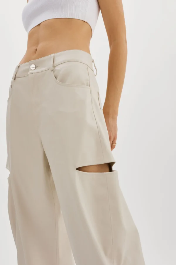 LAMARQUE Pants&Shorts | FALEEN | Faux Leather Loose Pants Ivory