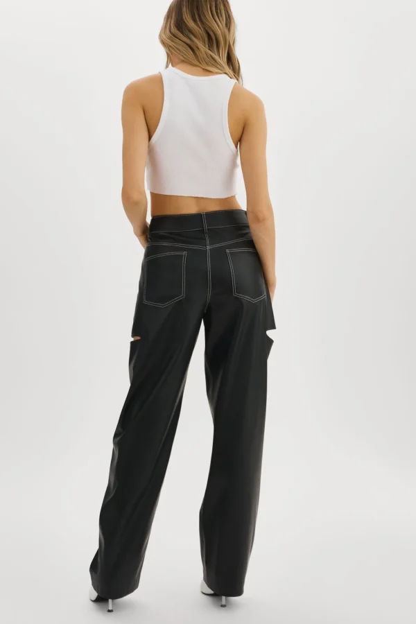 LAMARQUE Pants&Shorts | FALEEN | Faux Leather Loose Pants Black