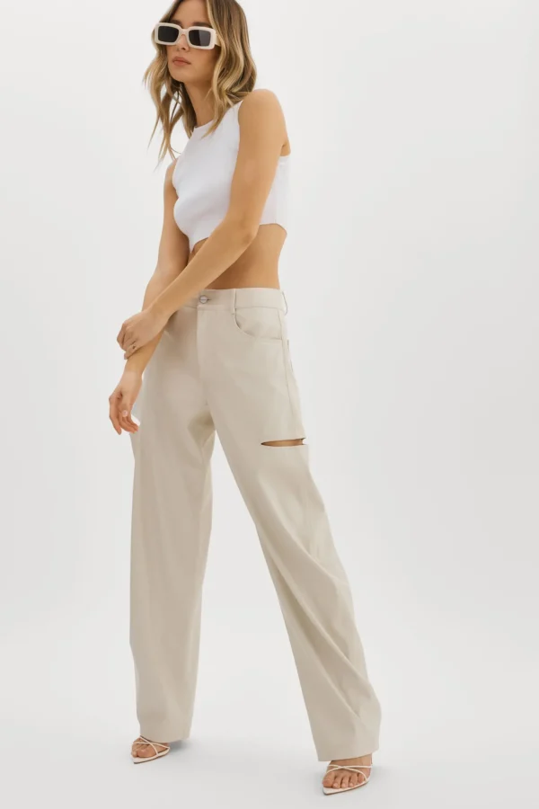 LAMARQUE Pants&Shorts | FALEEN | Faux Leather Loose Pants Ivory
