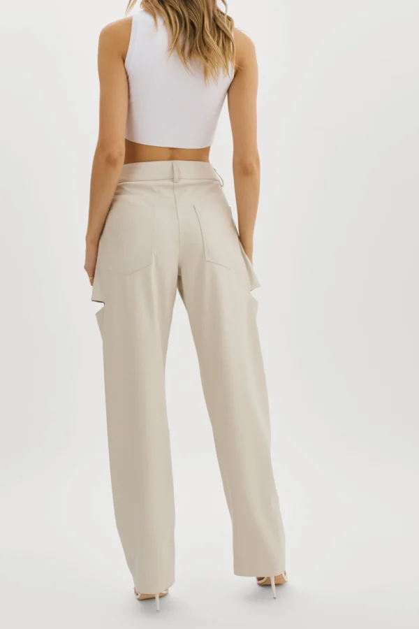 LAMARQUE Pants&Shorts | FALEEN | Faux Leather Loose Pants Ivory
