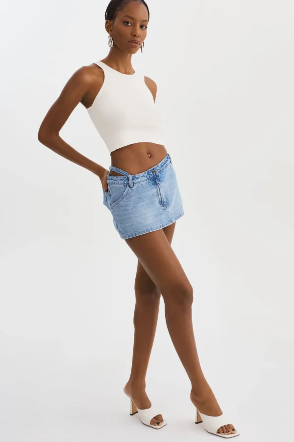 LAMARQUE Skirts | FANTINA | Denim Skort Light Blue Wash
