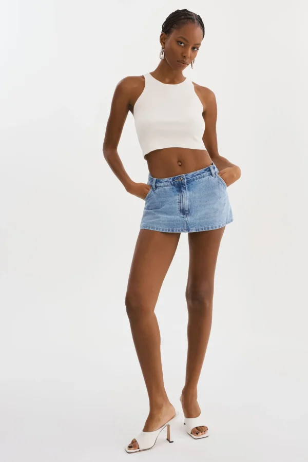LAMARQUE Skirts | FANTINA | Denim Skort Light Blue Wash