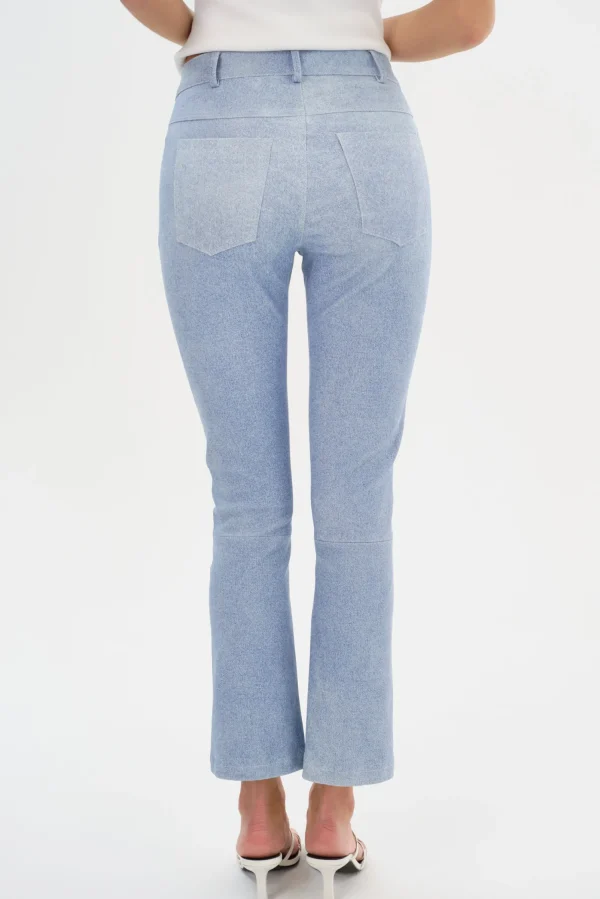 LAMARQUE Pants&Shorts | FARIS | Stretch Leather Pants Heather Blue
