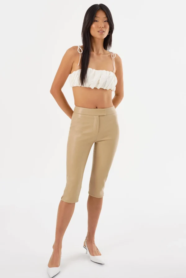 LAMARQUE Pants&Shorts | FAYA | Faux Leather Capri Pants Wheat