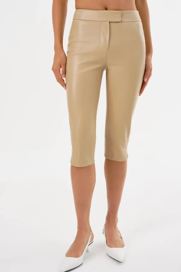 LAMARQUE Pants&Shorts | FAYA | Faux Leather Capri Pants Wheat
