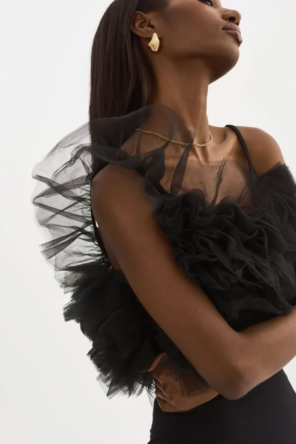 LAMARQUE Tops | FELETA | Ruffle Tulle Top Black