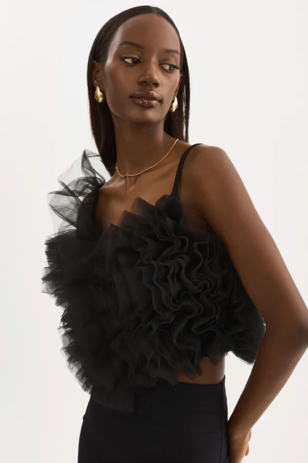 LAMARQUE Tops | FELETA | Ruffle Tulle Top Black