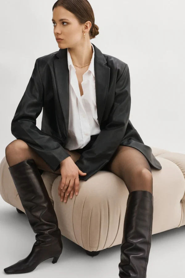 LAMARQUE Leather Jackets | FELINA | Oversized Leather Blazer Black