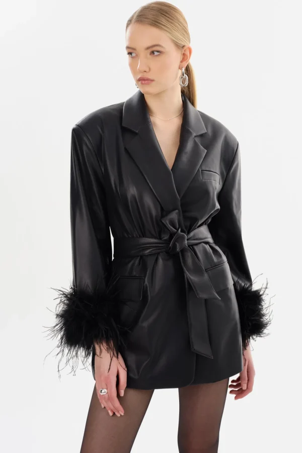 LAMARQUE Dresses | Coats&Jackets | GALIA | Feather Trim Blazer Black